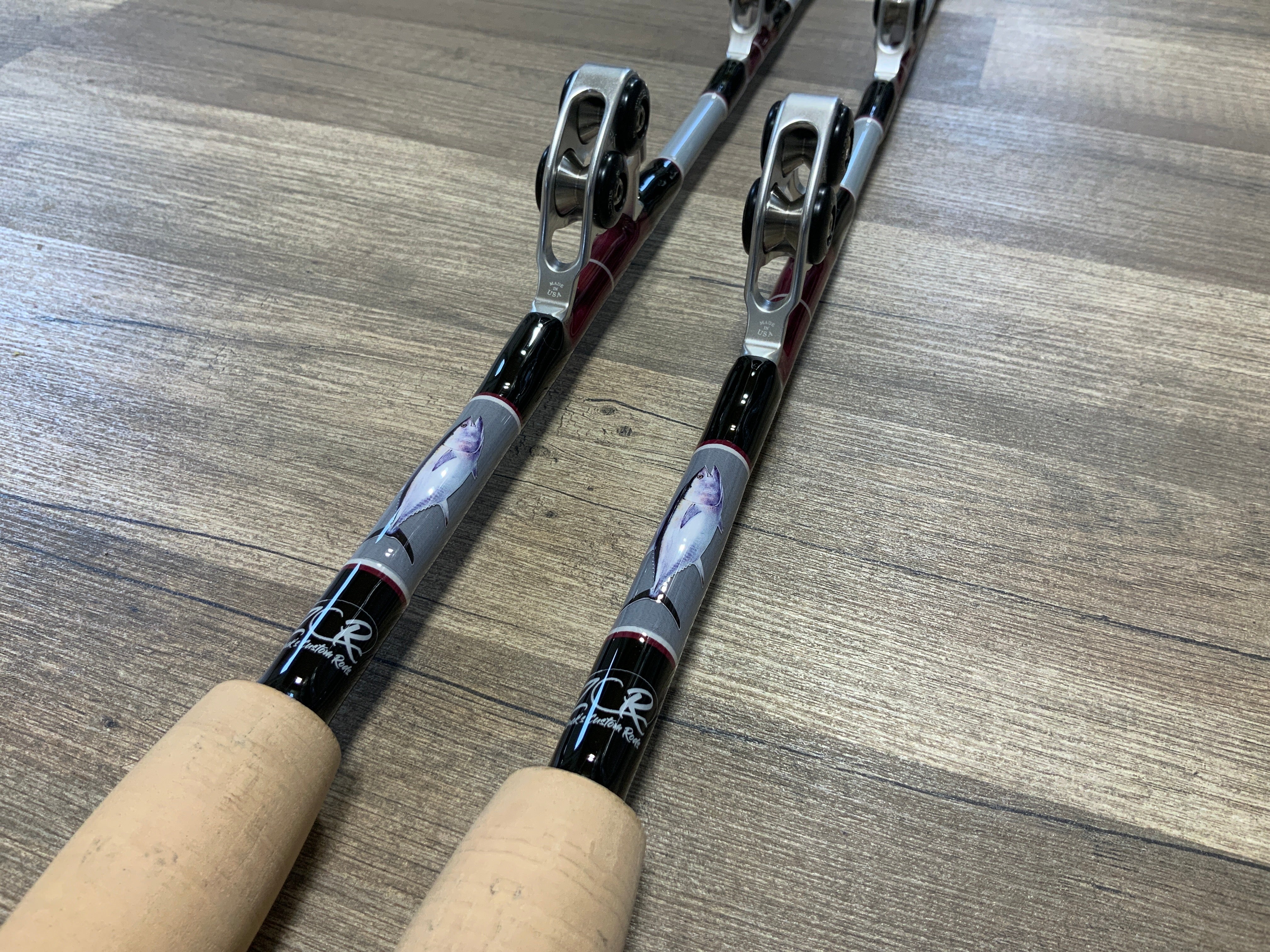 mtz custom fishing rods Standup Tuna 30/50 class Grey + Merlot + White w/ Silver Guides and Cork Grip / ALPS #2 Straight Long