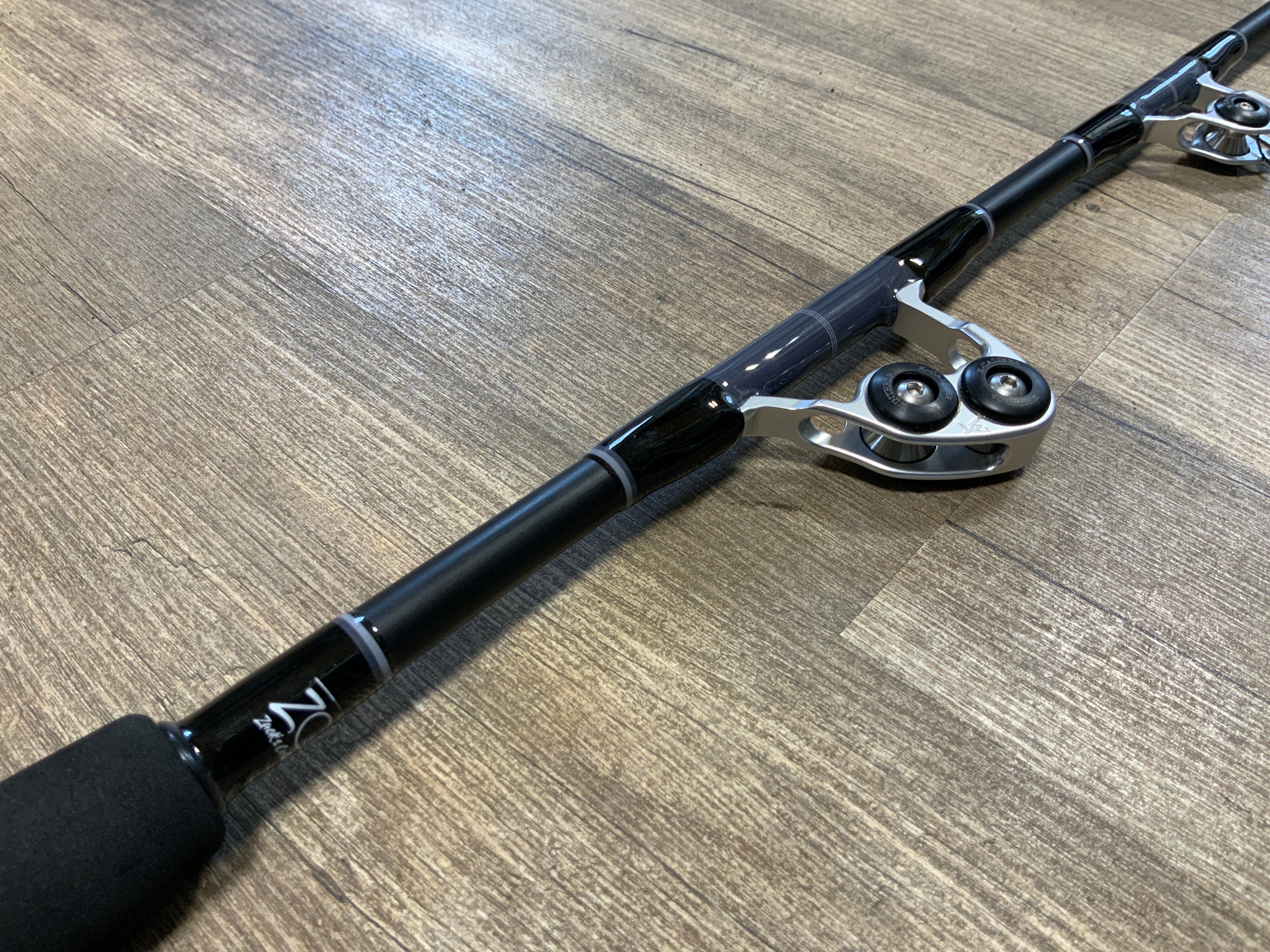 mtz custom fishing rods Standup Tuna 80/130+ class 5'6" Grey + Smoke w/ Silver Guides and EVA Grips / ALPS #2 Bent- Short (standard)
